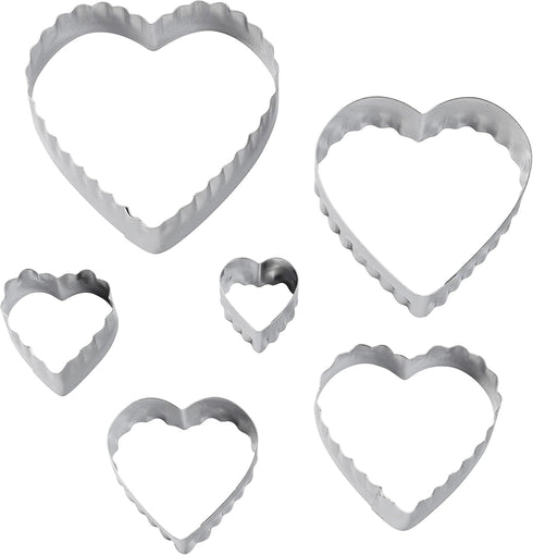 Wilton 6-Piece Nesting Fondant Double Sided Cut Out Cutters, Hearts,Silver...