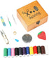 Sewing Kit, Wooden Sewing Kit Box for Adults, Wooden Sewing Basket with Accessories, Home Sewing Basket Stitching Repair Kit for Beginner, Women, ...