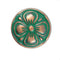 Bezelry 12 Pieces Green Cyan Antique Copper Clover Metal Shank Buttons. (15mm) (19/32 inch)...