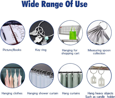 24 Pack Shower Curtain Rings,Rust Proof Shower Curtain Hooks for Bathroom,Circular Decorative Shower Curtain Rings and Hooks for Shower Rod,Metal ...