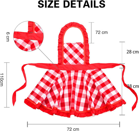 Violet Mist Red Plaid Vintage Apron for Women Girls Ladies Cute Ruffle Frilly Apron Red Christmas Aprons Retro Aprons for Kitchen Cooking Baking 5...