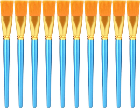 AIEX 10pcs Flat Paint Brushes 1 Inch Wide, Watercolor Acrylic Paint Brush Bulk Synthetic Nylon Oil Painting Brushes for Artists Professional Amate...