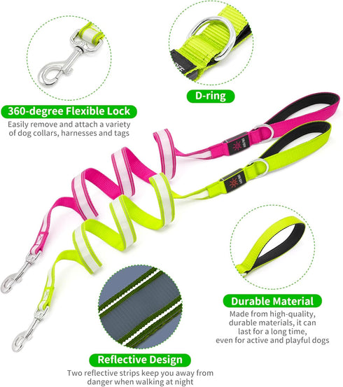 LED Dog Leash - Enhance Safety and Visibility | Reflective 4 FT Leash with Padded Handle | USB Rechargeable Light Up Leash for Dogs | Glow in The ...