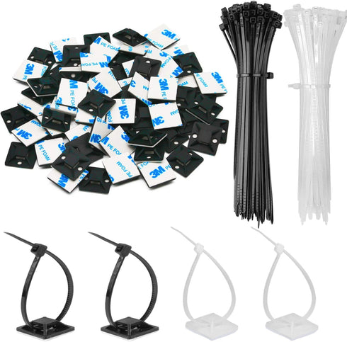 50 Pack 1.5 inch Zip Tie Adhesive Mounts Self Adhesive Cable Tie Base Holders with Multi-Purpose Tie wire clips with screw hole,Anchor stick on wi...