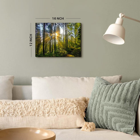 Forest Wall Art Nature Pictures Wall Decor Living Room Mountain Landscape Photo Prints Sunrise Green Trees Scenery Poster Painting Framed Artwork ...