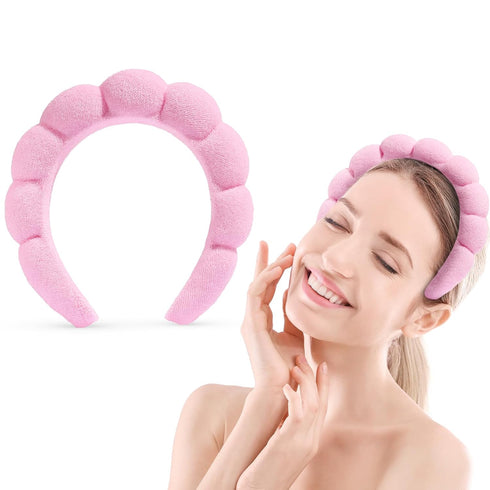Spa Headband for Washing Face, Sponge Makeup Headband Bubble Skincare Headbands, Terry Cloth Headbands Non-slip Facial Headband for Girls Women...