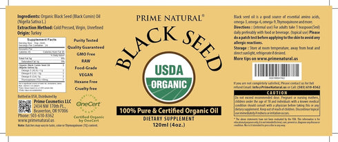 Organic Black Seed Oil 4oz - Cold Pressed Unrefined High Thymoquinone 1.7% USDA Certified - Turkish Origin Potent Nigella Sativa Liquid - Vegan Om...