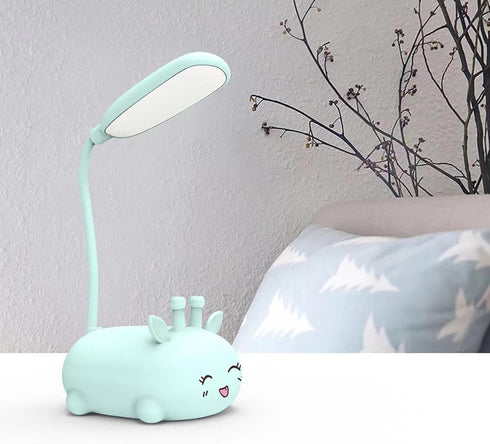 Cute Deer Lamp USB Rechargeable Reading Light,LED Desk Lamp for Kids, Portable LED Table Light, Flexible Gooseneck Eye-Care Cartoons Small Desk La...