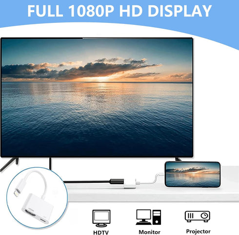 Apple MFi Certified Apple Lightning to HDMI Adapter, Apple Lightning to Digital AV Adapter, 1080P Sync Screen with Lightning Charging Port for iPh...