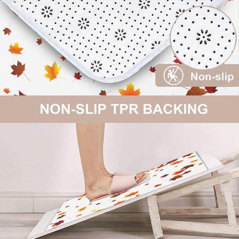 Autumn Falling Maple Leaves Bathroom Rugs and Mats Sets 2 Piece, Orange Fall Bathroom Rugs Non Slip, Farmhouse Absorbent Microfiber Memory Foam Ba...