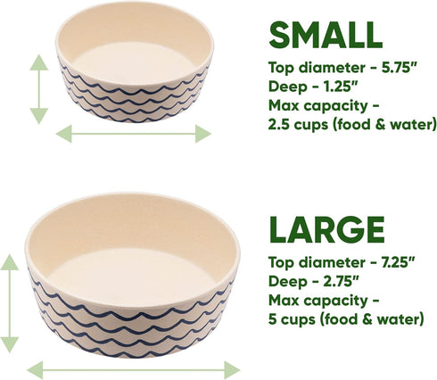Beco Classic Printed Bamboo Dog Food & Water Bowl,Nature Inspired Ocean Waves, Small...