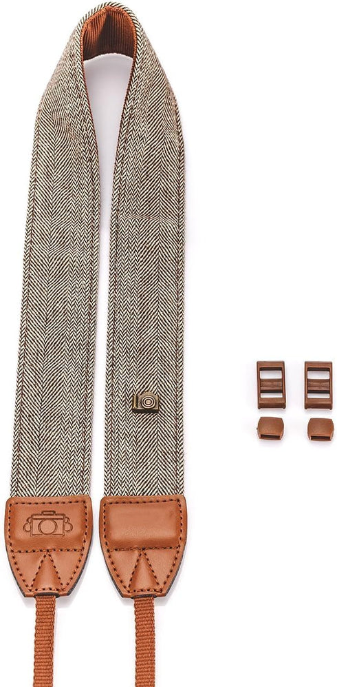 Fotasy Brown Vintage Weave Camera Neck Strap, Camera Shoulder Belt Strap, Classic Design, Compatible with Canon Fujifilm Nikon Olympus Panasonic P...