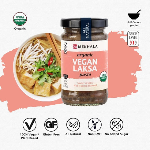 Mekhala Organic Singapore-Style Vegan Laksa Curry Cooking Paste. GLUTEN-FREE. NO ADDED SUGAR. No Heat (3.53oz)...