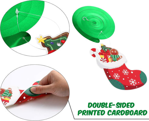 30 Pcs Christmas Swirl Ceiling Hanging Decorations Set Xmas Holiday Snowman Elk Sign Hanging Foil Indoor Decorations for Ceiling Xmas Holiday Part...