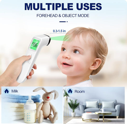 No-Touch Thermometer for Adults and Kids, Accurate Digital Baby Thermometer, Fever Alarm & Silent Mode, 2 in 1 Forehead & Object Mode...