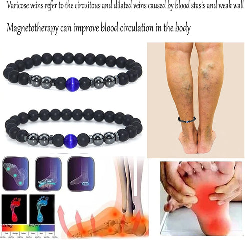 Anti-Swelling Black Obsidian Anklet, 2pcs Black Obsidian Anklet Swelling,Obsidian Beaded Bracelet For Men/Women Gifts...