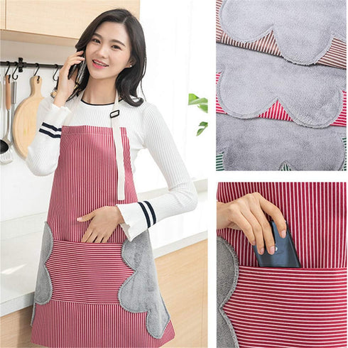 V-shine Women Kitchen Apron with Hand Wipe Pockets Adjustable Neck for Cooking Baking...