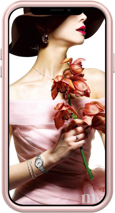 iPhone XR Wallet Case, Shockproof Heavy-Duty Hybrid Cover with Card Slot, Mirror & Kickstand, 6.1 Inch - Rose Gold...