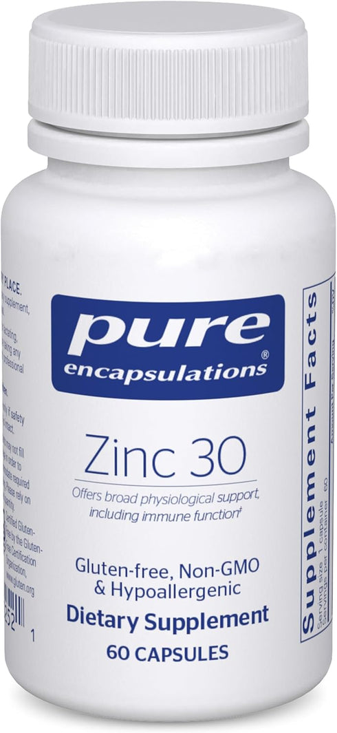 Pure Encapsulations Zinc 30 mg - Supplement for Immune System Support, Growth and Development, and Wound Healing* - with Zinc Picolinate 30 mg - 6...