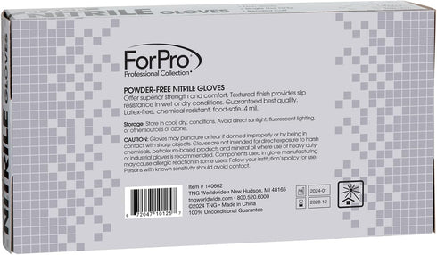 ForPro Professional Collection Disposable Nitrile Gloves, Chemical Resistant, Powder-Free, Latex-Free, Non-Sterile, Food Safe, 4 Mil, Black, X-Lar...