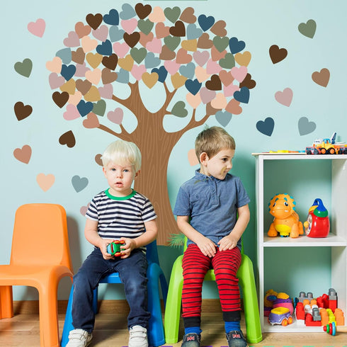 Boho Classroom Tree Bulletin Board Set with Heart Shape Cutouts, Welcome Classroom Bulletin Tree Wall Decors Supplies for School Elementary Teache...
