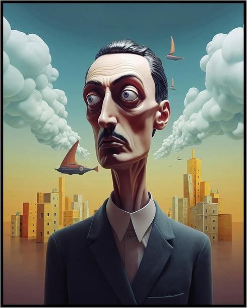Posterizer 1 pcs-Strange Slim man amidst Futuristic Urban Skyline-Abstract & Modern Art-Fantasy & Fiction Art-Gift for Art Lovers-Decor for Home &...