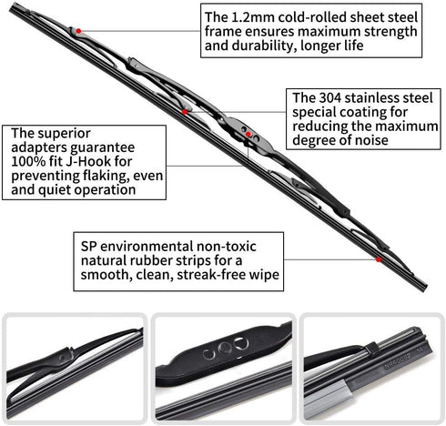 Replacement for Jeep Wrangler Windshield Wiper Blades - 15"+15" Front Window Wiper - fit 2007-2017 Vehicles - OTUAYAUTO Factory Aftermarket...