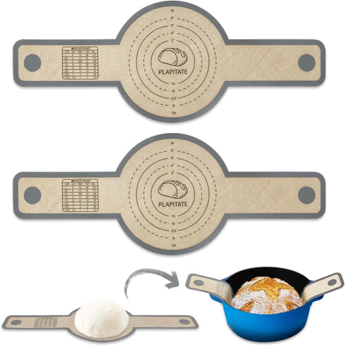 Silicone Bread Sling for Dutch Oven Liners, Non Stick 2 PCS, Easy Clean Reusable Silicone Bread Baking Mat with Long Handles, Easy to Transfer Sou...