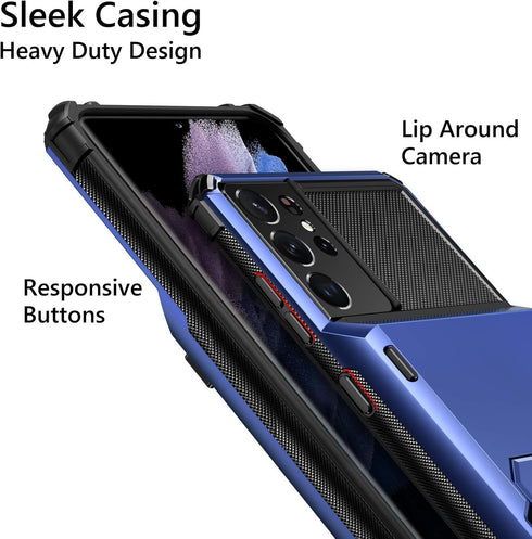 Vofolen for Galaxy S21 Ultra Wallet Case Credit Card Holder 4-Card Flip Men Women Cover Slot Back Pocket Dual Layer Hybrid Hard Shell Bumper Armor...