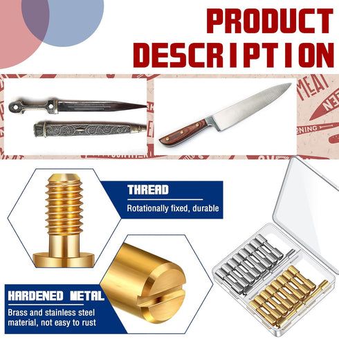 20 Sets Brass Bracket Bolt Fasteners and Stainless Steel Bracket Bolt Fasteners Tactical Lock Rivets Knife Making Supplies Knife Handle Pins Knife...