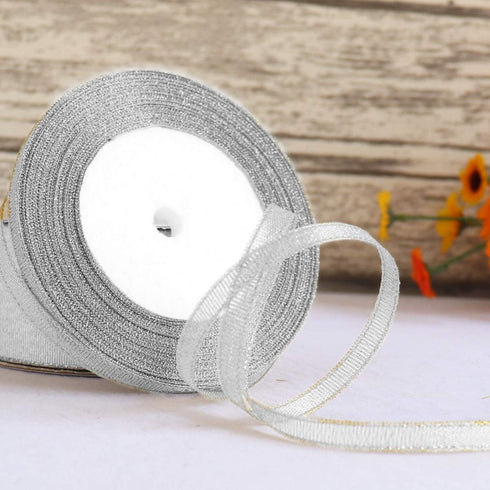 4 Roll Glitter Metallic Ribbon,Gold Silver Glitter Ribbon for Gift Crafters Wedding Party Birthday Wrap Hair Bows Floral Projects Wrapping Decorat...