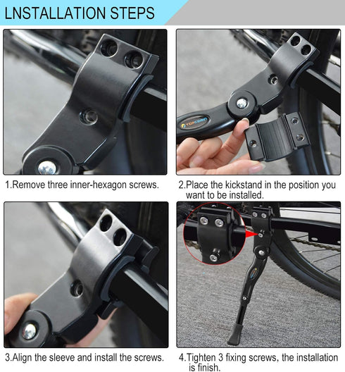 Bike Kickstand Adjustable Aluminium Alloy children Bicycle Kickstand Bike Side Kickstand Fit for 16" 18" 20" Kids Bike stand/Road Bike/BMX/MTB (Bl...