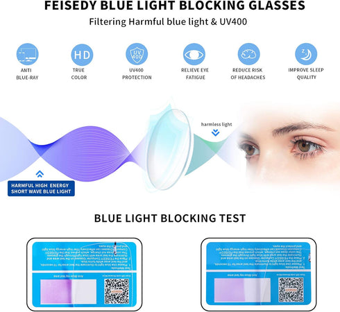 FEISEDY Lightweight Rimless Titanium Stainless Steel Anti-Blue Light Reading Glasses B2686...