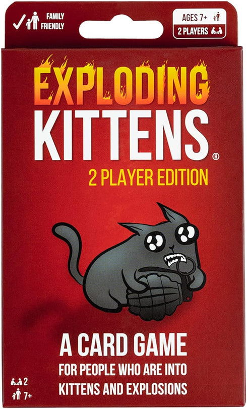 Exploding Kittens Original 2 Player Edition - Hilarious Games for Family Game Night - Funny Card Games for Ages 7 and Up - 56 Cards...