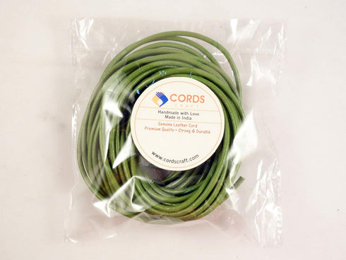 Cords Craft® | 2.0mm Round Leather Cord for Jewelry Making Bracelet Necklaces Hair Accessories Dog Collar Beading Work Hobby and DIY Craft (Green)...