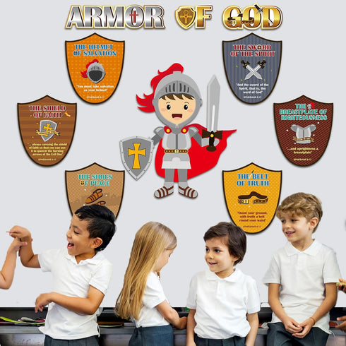 gisgfim Armor of God Bulletin Board Decorations Christian Bible Verse Religious Bulletin Board Medieval Knight Cutouts Classroom Decor Jesus Churc...