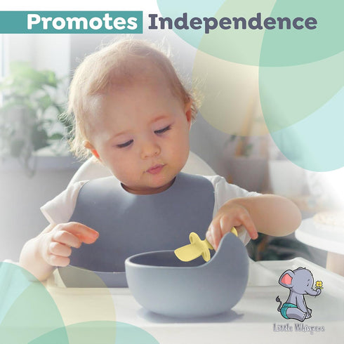 LittleWhispers Baby Silicone Spoons - Self Feeding 6 Months - Infant, Toddler, & Kid Friendly Utensils - First Stage, Baby Led Weaning - 4 Pack Ut...
