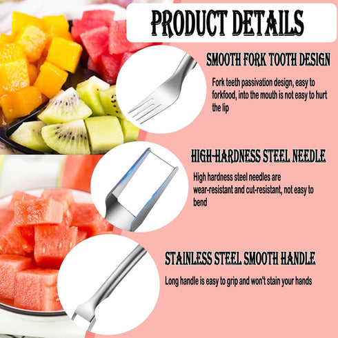 2 in 1 Watermelon Slicer Cutter,Stainless Steel Watermelon Fork Slicer,Dual Head Slicer and Fork Fruit Cutting Tool Watermelon Knife for Family Pi...