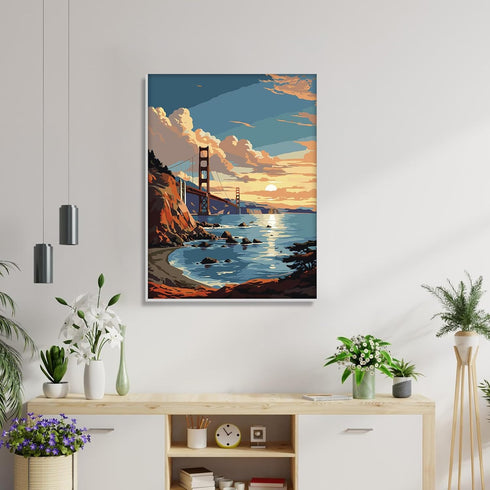 Paint by Numbers kit for Adults Framed, Bridge DIY Oil Painting for Gift Acrylic Adult Paint by Number Kits, Landscape Pictures Drawing Paintwork ...