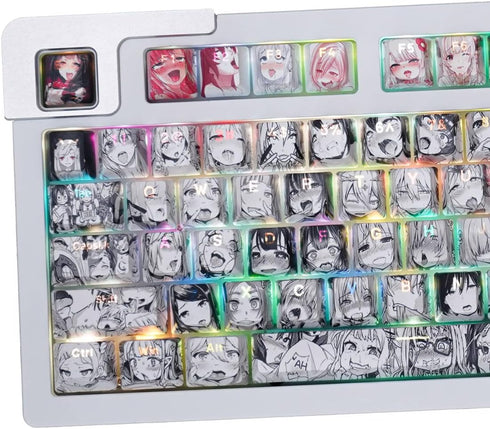 Gliging Translucent Keycaps PBT Dye Sublimation OEM Profile 108 Keycap Set Japanese Anime Keycap Keyset with Puller for Cherry Mx Gateron Kailh Sw...