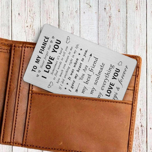 to My Fiancé Gifts - I Love You Future Husband Gifts for Birthday Wedding Anniversary Engraved Wallet Card Gifts...