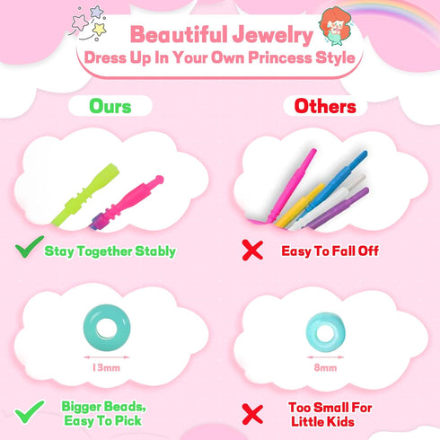 FLYINGSEEDS Mermaid Necklace Making Kit for Little Girls, Beads Jewelry Toys with Shoulder Box, Beaded Arts and Crafts Best Gifts for Toddlers Kid...