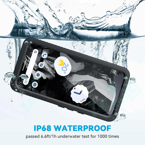 Lanhiem for Pixel 8a Case, IP68 Waterproof Dustproof, Built-in Screen Protector, Rugged Full Body Shockproof Phone Case for Google Pixel 8a, Obsid...