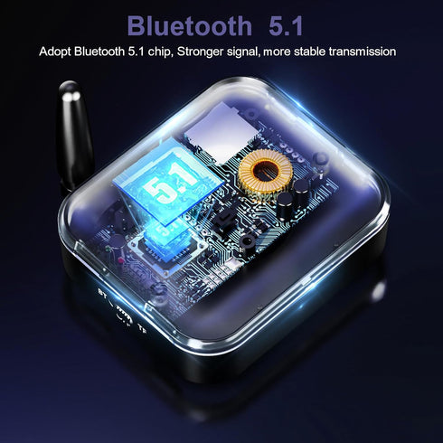 JXTZ Bluetooth Aux Adapter for Home Stereo, Bluetooth 5.1 Receiver with RGB Light, Support FT Card, 3.5mm Aux to Bluetooth Adpater, Low Latency, D...