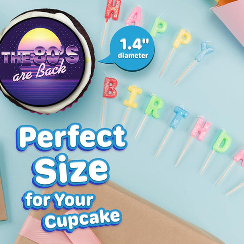 30 x Edible Cupcake Toppers – 80's Retro Party Themed Collection of Edible Cake Decorations | Uncut Edible on Wafer Sheet...