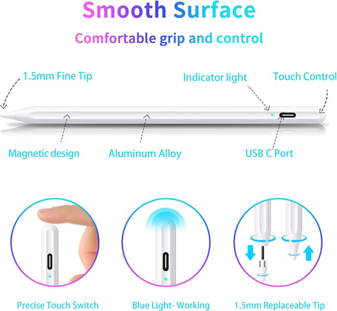 Stylus Pen, Active Stylus Pen Compatible for iOS and Android Touchscreens/Phones, Rechargeable Stylus Pen with Dual Touch Screen, Stylus Pencil fo...