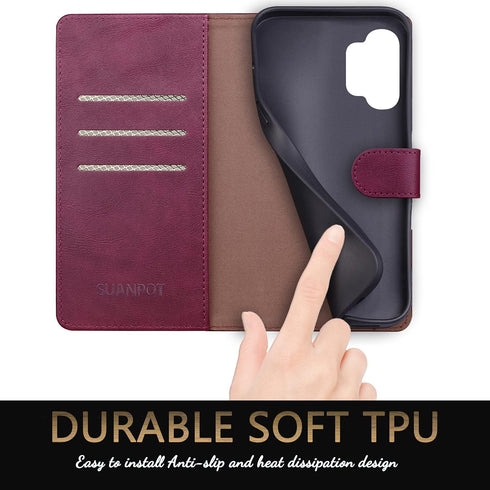 SUANPOT for Samsung Galaxy A32 5G with RFID Blocking Leather Wallet case Credit Card Holder, Flip Folio Book Phone case Shockproof Cover for Women...