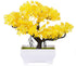 Mini Artificial Bonsai Tree Plants with Plastic Cement Pots for Home Office Décor (Yellow)...