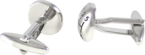 Matte Silver Tone Domed Shape 6 Speed Gear Shift Cuff links Car Cufflinks with Gift Box...