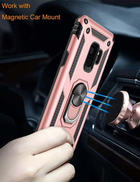 Galaxy S9 Case,Military Grade 16ft. Drop Tested Dual Layered Heavy Duty Cover with Magnetic Ring Kickstand Compatible with Car Mount Holder,Protec...